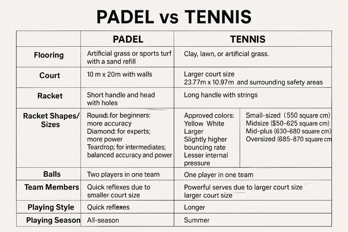 Padel v tennis